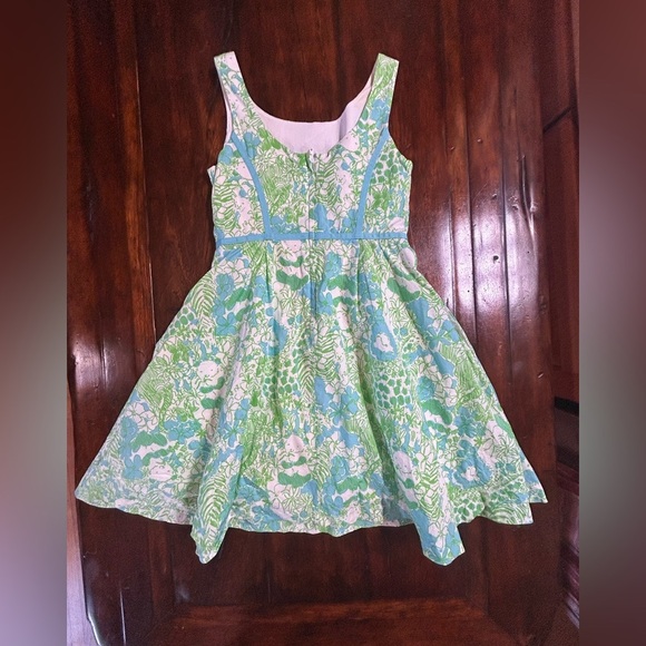 Lilly Pulitzer Girls Mini Gosling Sleeveless Dress Green Blue Size 8 - Picture 2 of 6